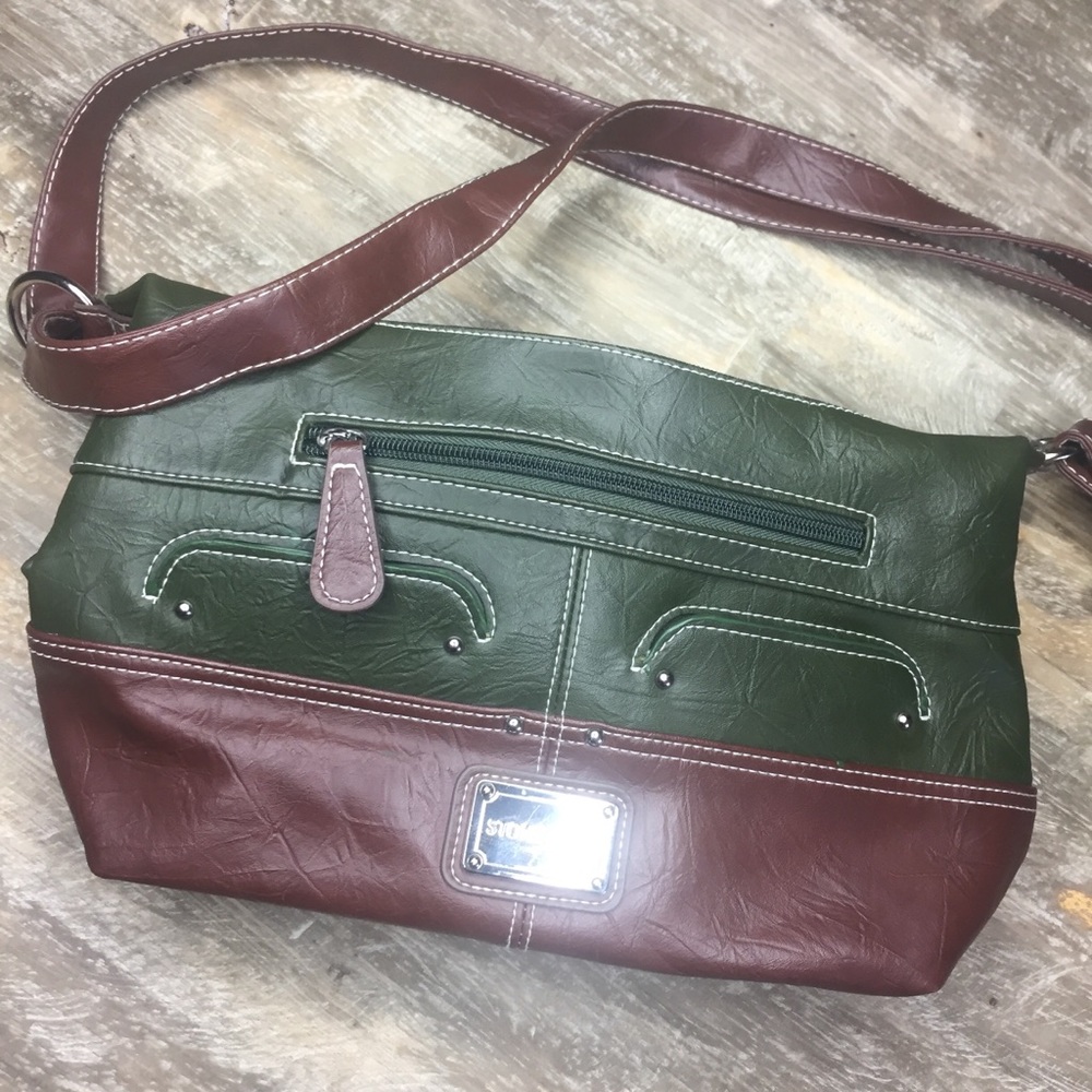 Stone & Co Green & Brown Purse w/ adjustable strap